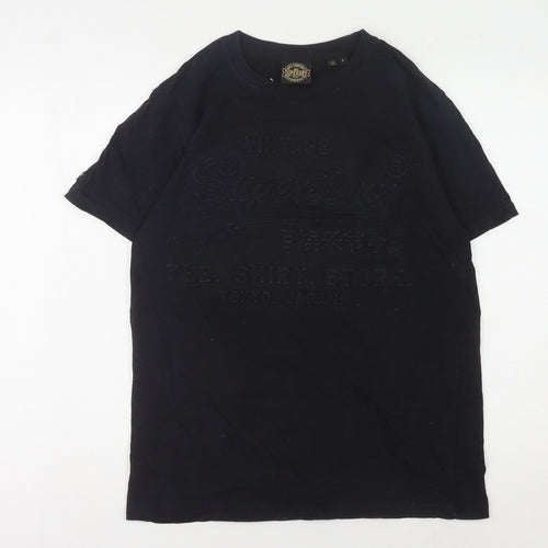 Superdry Men's Black T-Shirt, Size S, Classic Logo Style