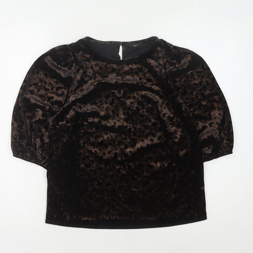 M&Co Women's Black Velour Jersey Top UK 8