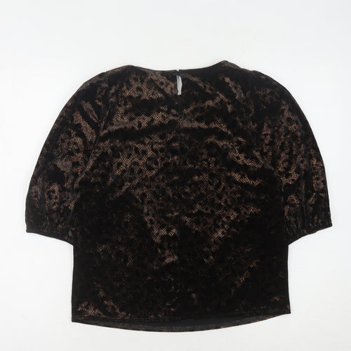 M&Co Women's Black Velour Jersey Top UK 8