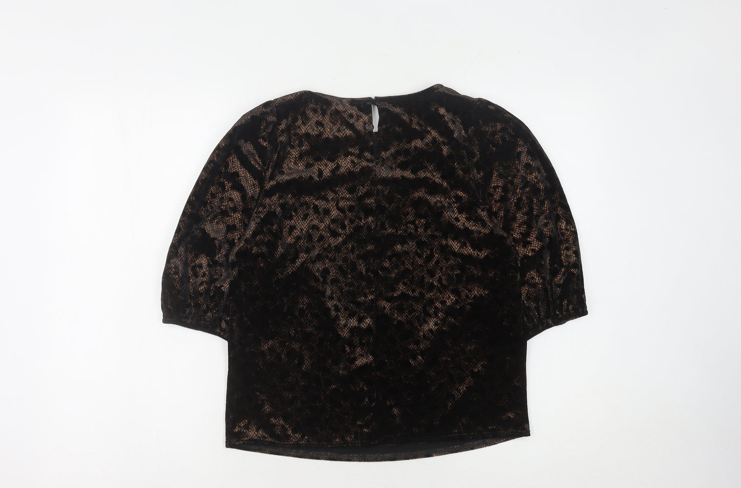 M&Co Women's Black Velour Jersey Top UK 8