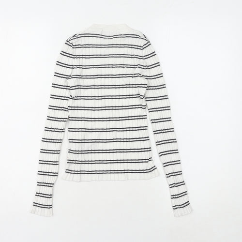 Bershka Women's White XS Striped Pullover Jumper
