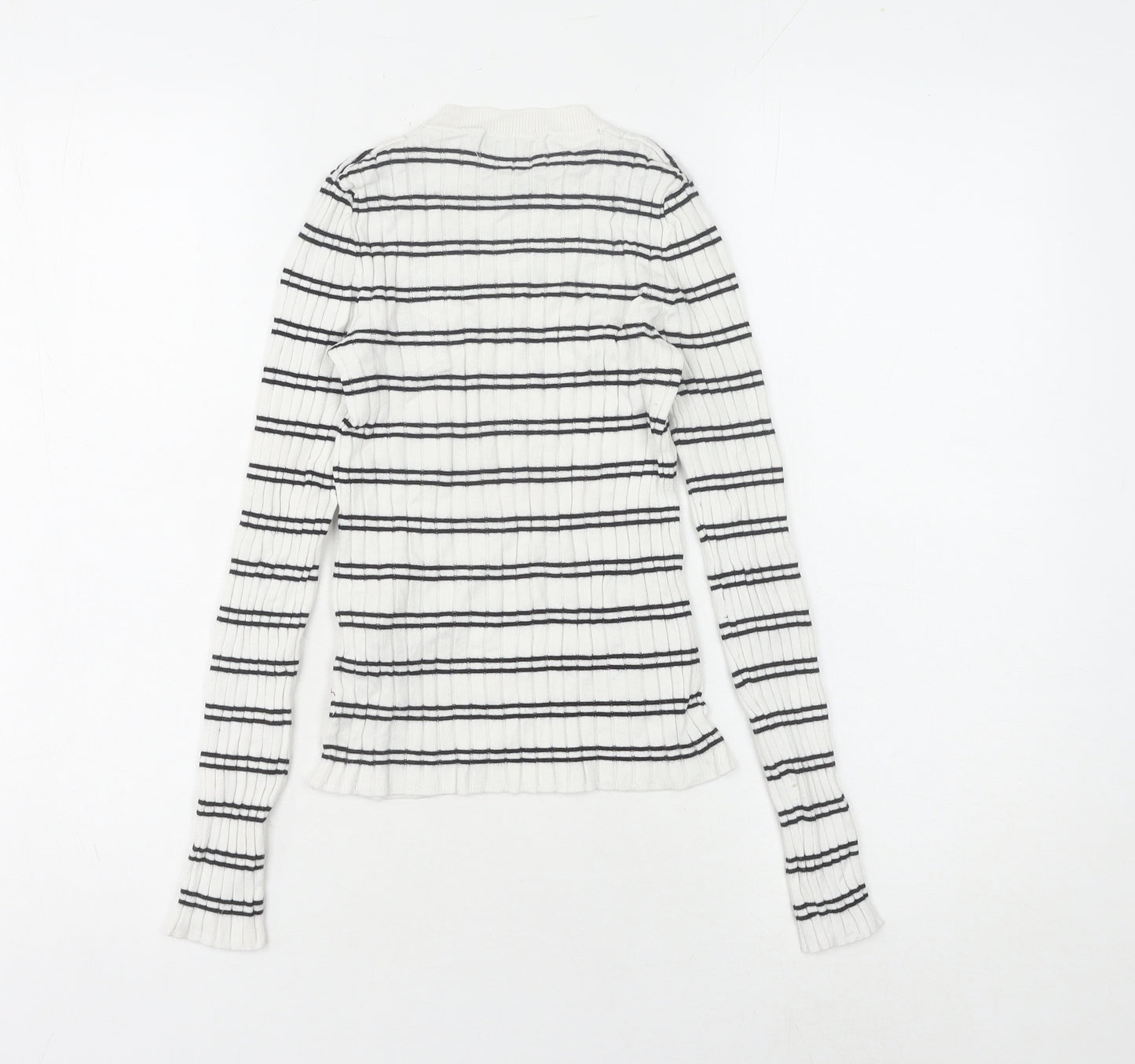 Bershka Women's White XS Striped Pullover Jumper