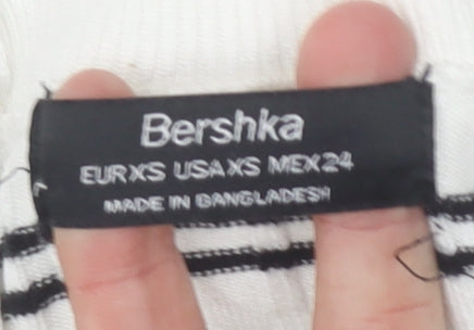 Bershka Women's White XS Striped Pullover Jumper
