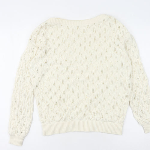 YAYA Women's Ivory Pullover Jumper Knit Medium