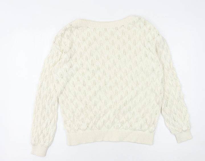 YAYA Women's Ivory Pullover Jumper Knit Medium