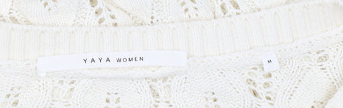 YAYA Women's Ivory Pullover Jumper Knit Medium