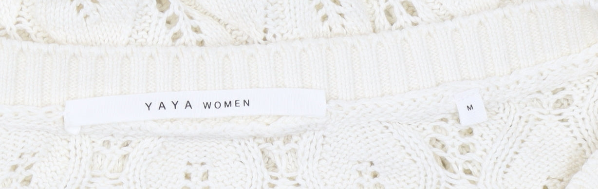 YAYA Women's Ivory Pullover Jumper Knit Medium