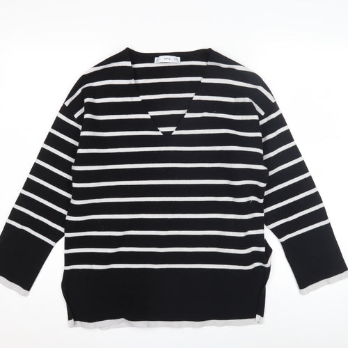 MNG Women's Black Striped Pullover Jumper - S