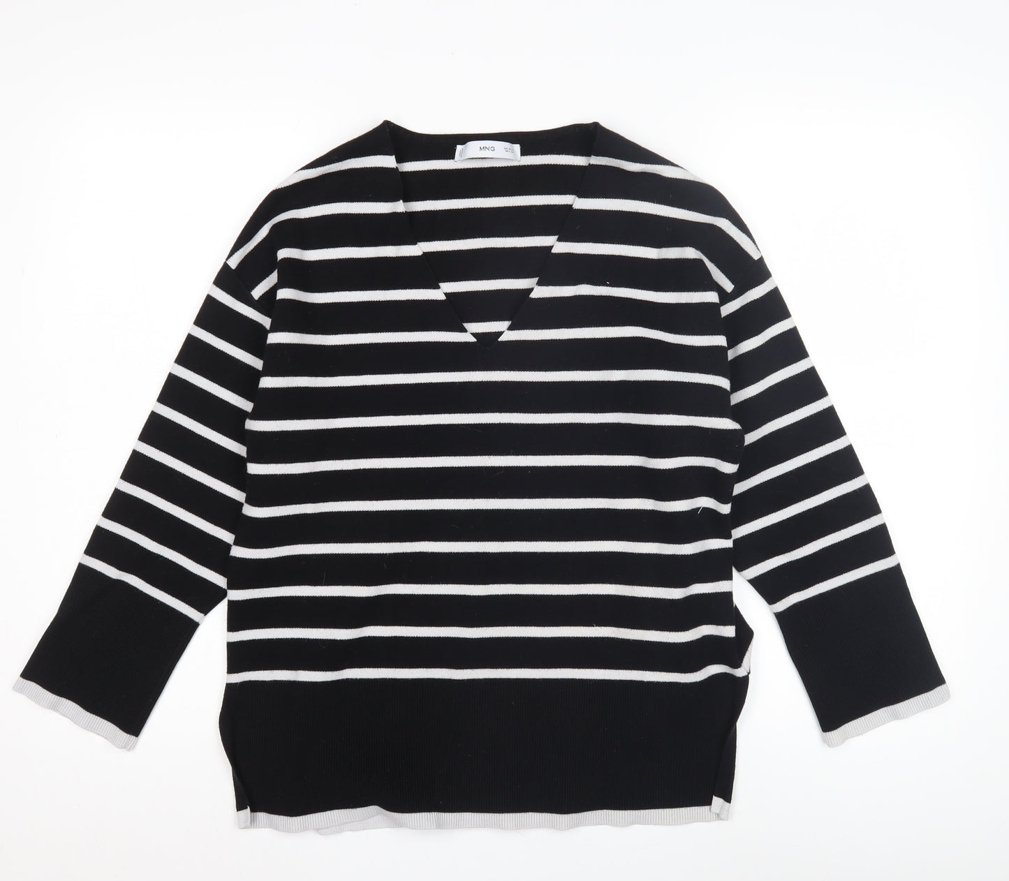 MNG Women's Black Striped Pullover Jumper - S