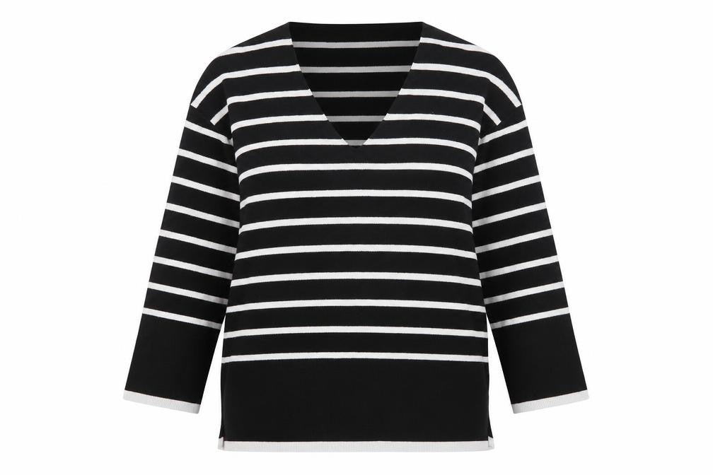 Front view of Mango Women's Black Striped jumper - S