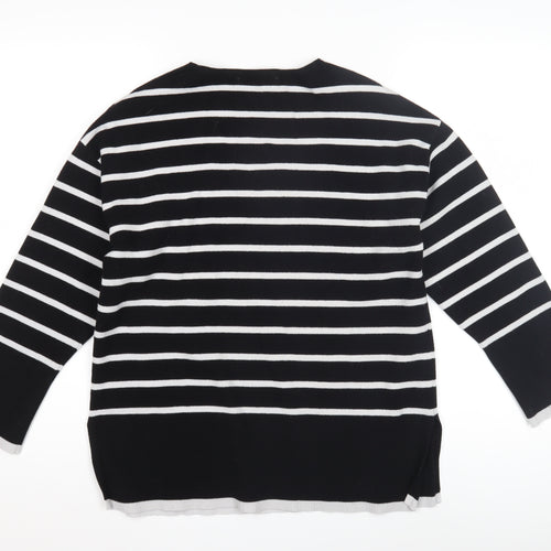 MNG Women's Black Striped Pullover Jumper - S
