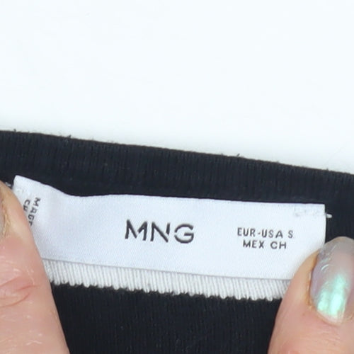 MNG Women's Black Striped Pullover Jumper - S