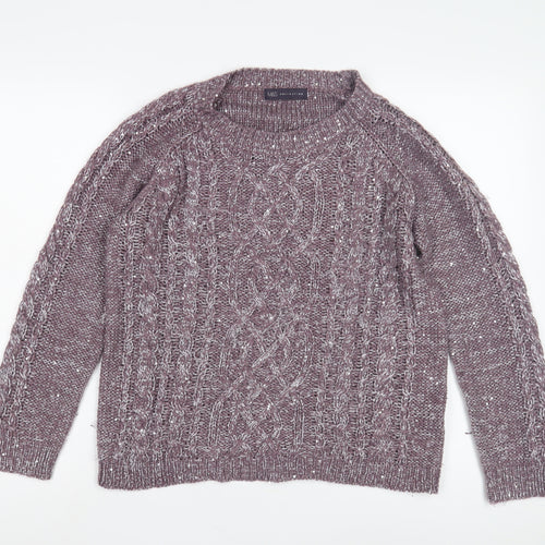 Marks and Spencer Women's Purple Cable-Knit Jumper Size 14