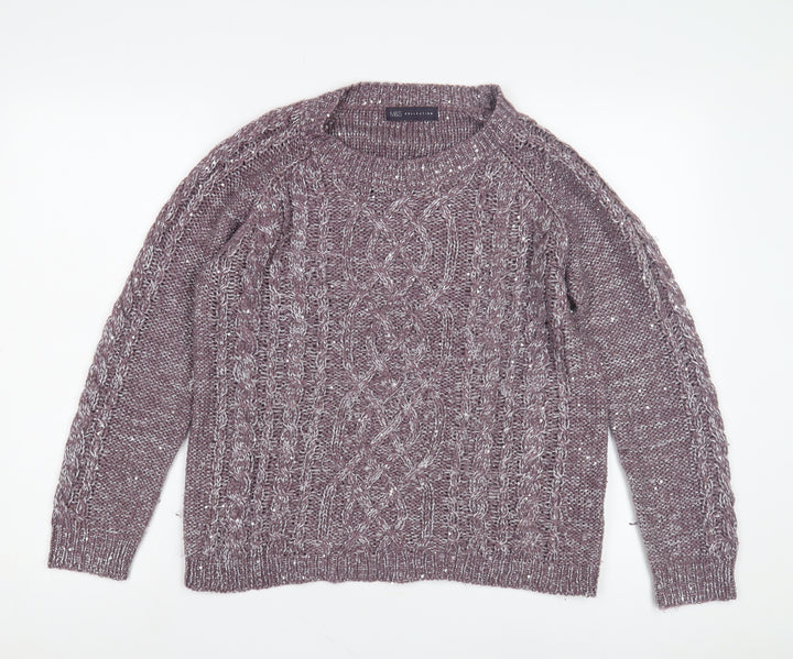 Marks and Spencer Women's Purple Cable-Knit Jumper Size 14