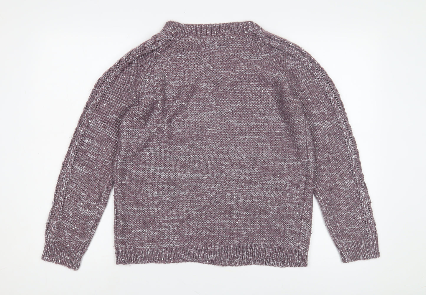 Marks and Spencer Women's Purple Cable-Knit Jumper Size 14