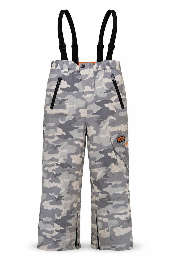 Front view of Next boys’ grey camo snow pants 9-10 years skiing trousers