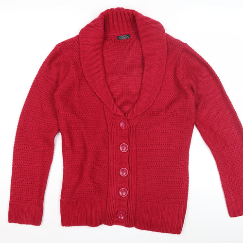 Bm Women's Red Roll Neck Cardigan Size S