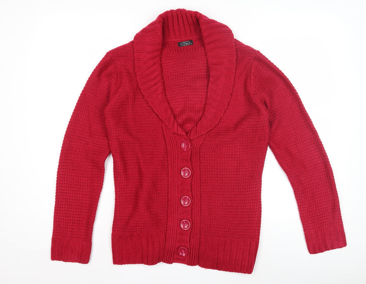 Bm Women's Red Roll Neck Cardigan Size S