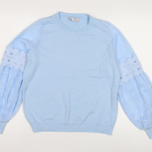 Young Holy Women's Blue Pullover Jumper, Size 8, Embroidered
