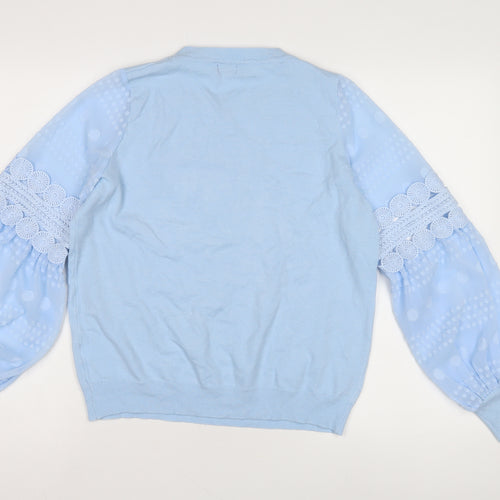 Young Holy Women's Blue Pullover Jumper, Size 8, Embroidered