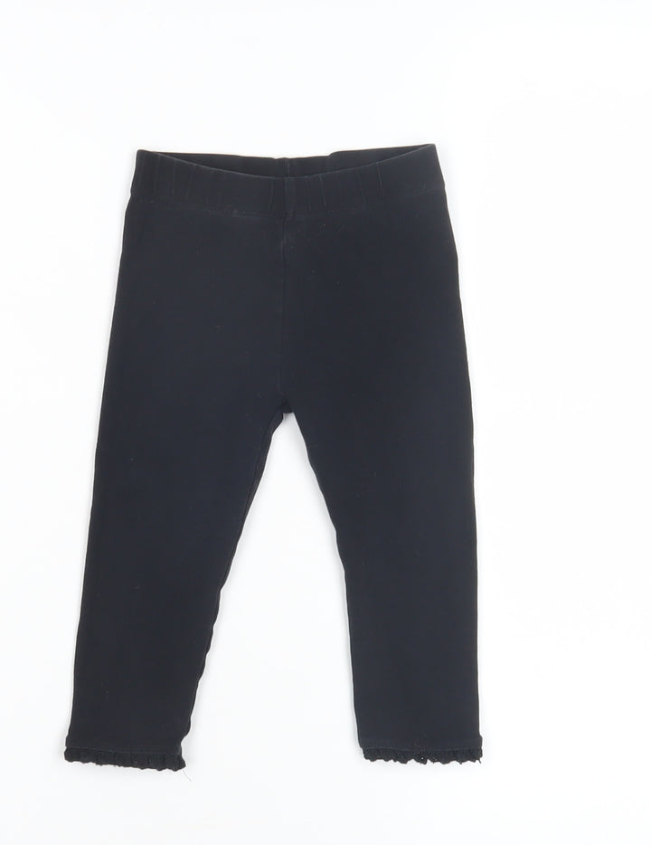 Next Girls Black Ankle Leggings, 9 Months, Elastic Waist