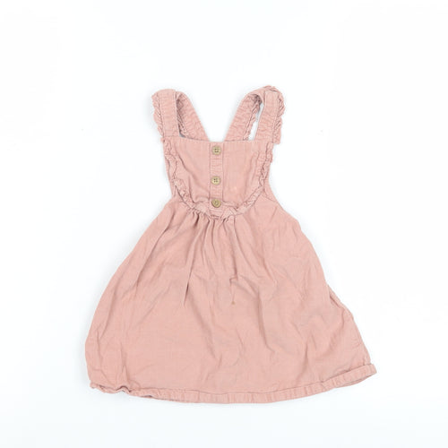 Next Girls Pink Pinafore Dress, 12-18 Months, Cotton