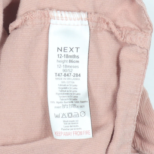 Next Girls Pink Pinafore Dress, 12-18 Months, Cotton