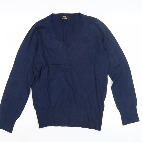 Marks and Spencer Women's Blue V-Neck Jumper Size 12