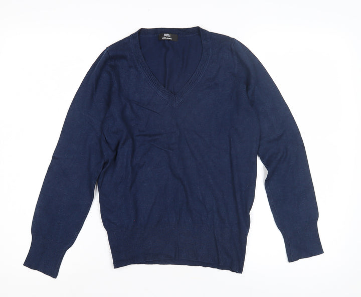 Marks and Spencer Women's Blue V-Neck Jumper Size 12