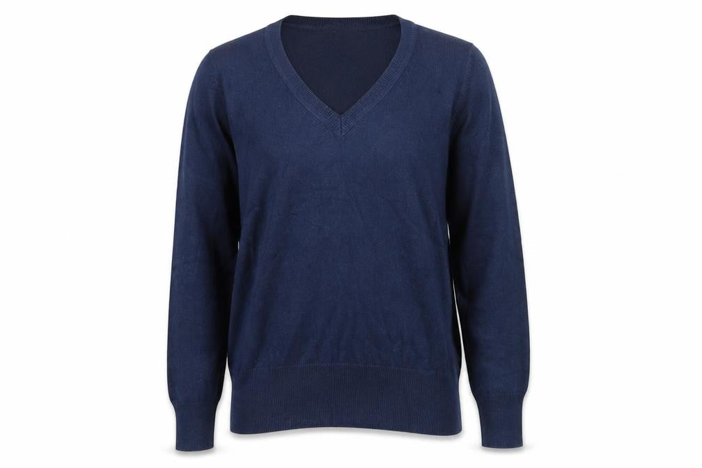 Front view of Marks & Spencer Women's Blue V-Neck Jumper, size 12