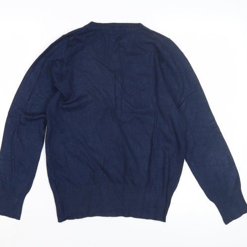 Marks and Spencer Women's Blue V-Neck Jumper Size 12