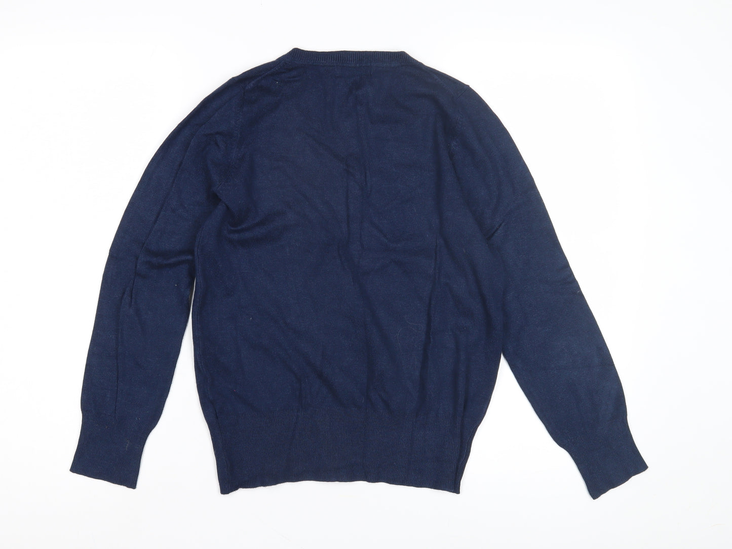 Marks and Spencer Women's Blue V-Neck Jumper Size 12