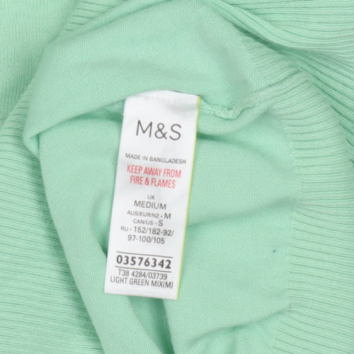 M&S Women's Green V-Neck Pullover Jumper M