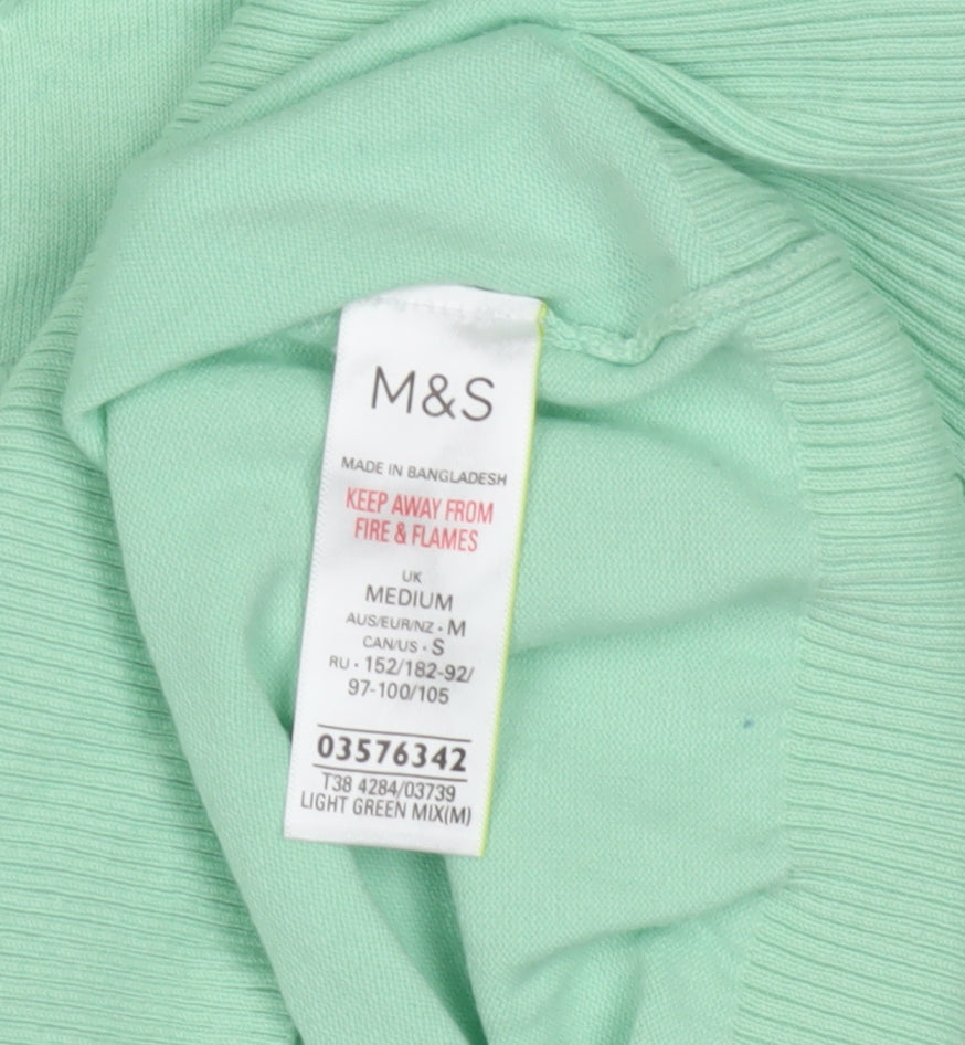 M&S Women's Green V-Neck Pullover Jumper M
