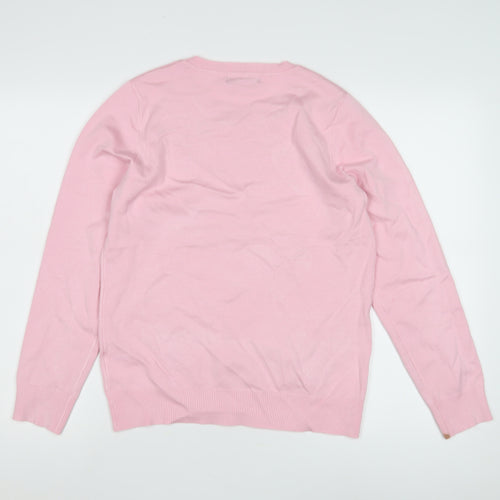 Bonmarché Women's Pink Heart Studded Pullover Jumper Size 12