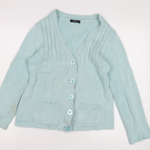 Bm Women's Blue V-Neck Cardigan Size M