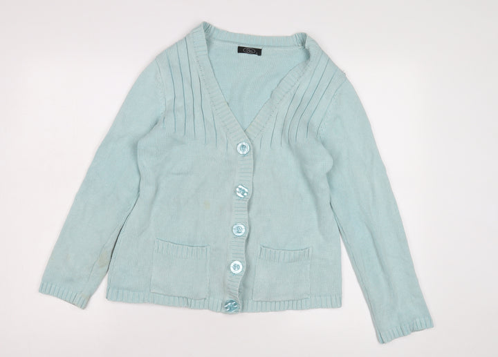 Bm Women's Blue V-Neck Cardigan Size M