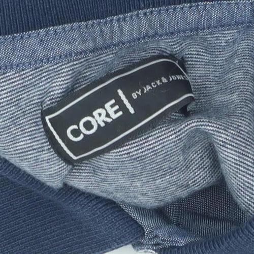 CORE by Jack & Jones Men's Polo Long Sleeve - Blue/Grey - L