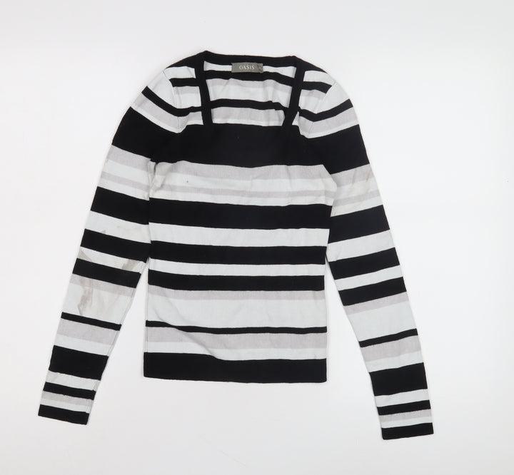Oasis Women's XS Striped Black White Jumper
