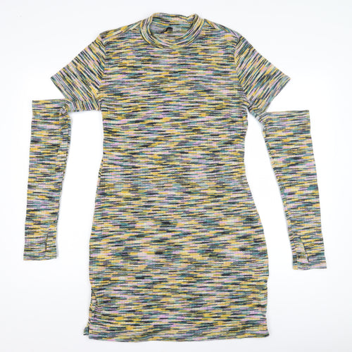 H&M Women's Multicoloured Bodycon Dress Size L