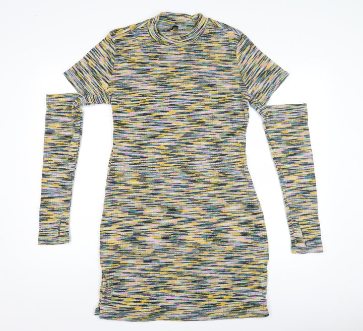 H&M Women's Multicoloured Bodycon Dress Size L