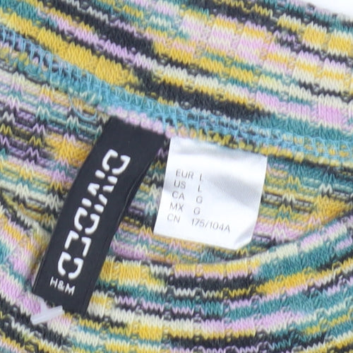 H&M Women's Multicoloured Bodycon Dress Size L