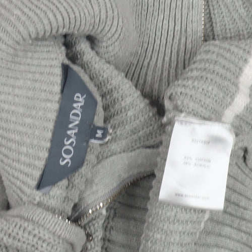 Sosandar Women's Grey Striped Mock Neck Jumper