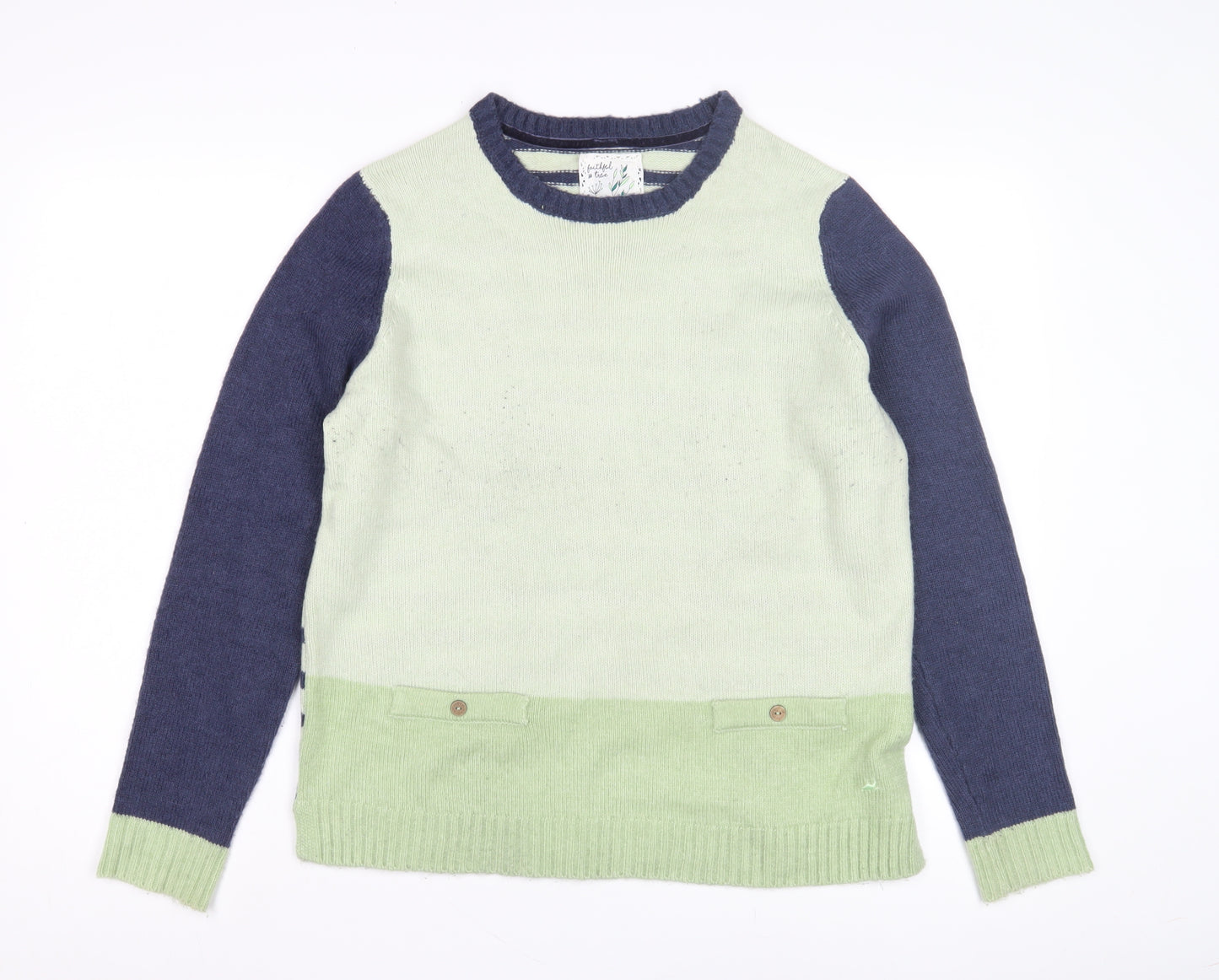 Mantaray Women's Green Striped Pullover Jumper, Size 14