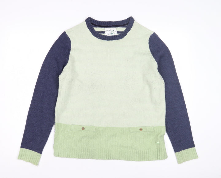 Mantaray Women's Green Striped Pullover Jumper, Size 14