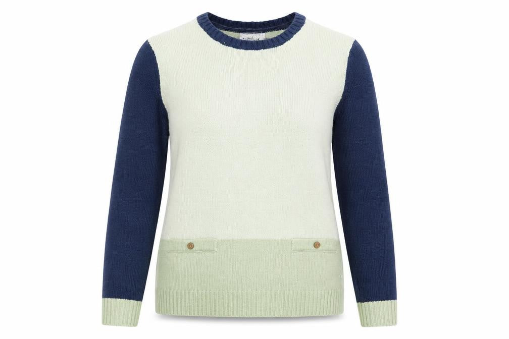 Front view of Mantaray Women's Green Striped jumper, size 14