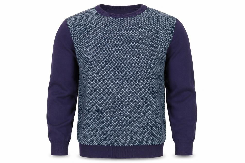 Front view of Marks & Spencer Men's Blue Geometric jumper L