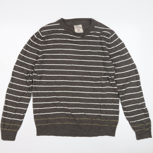 Fat Face Men's Brown Striped Pullover Jumper L