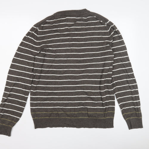 Fat Face Men's Brown Striped Pullover Jumper L