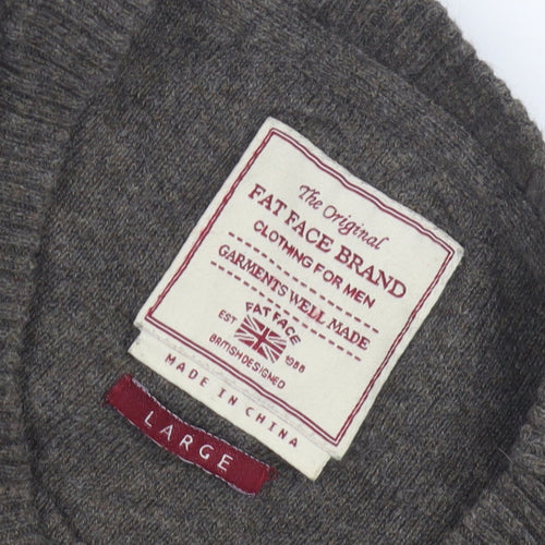 Fat Face Men's Brown Striped Pullover Jumper L